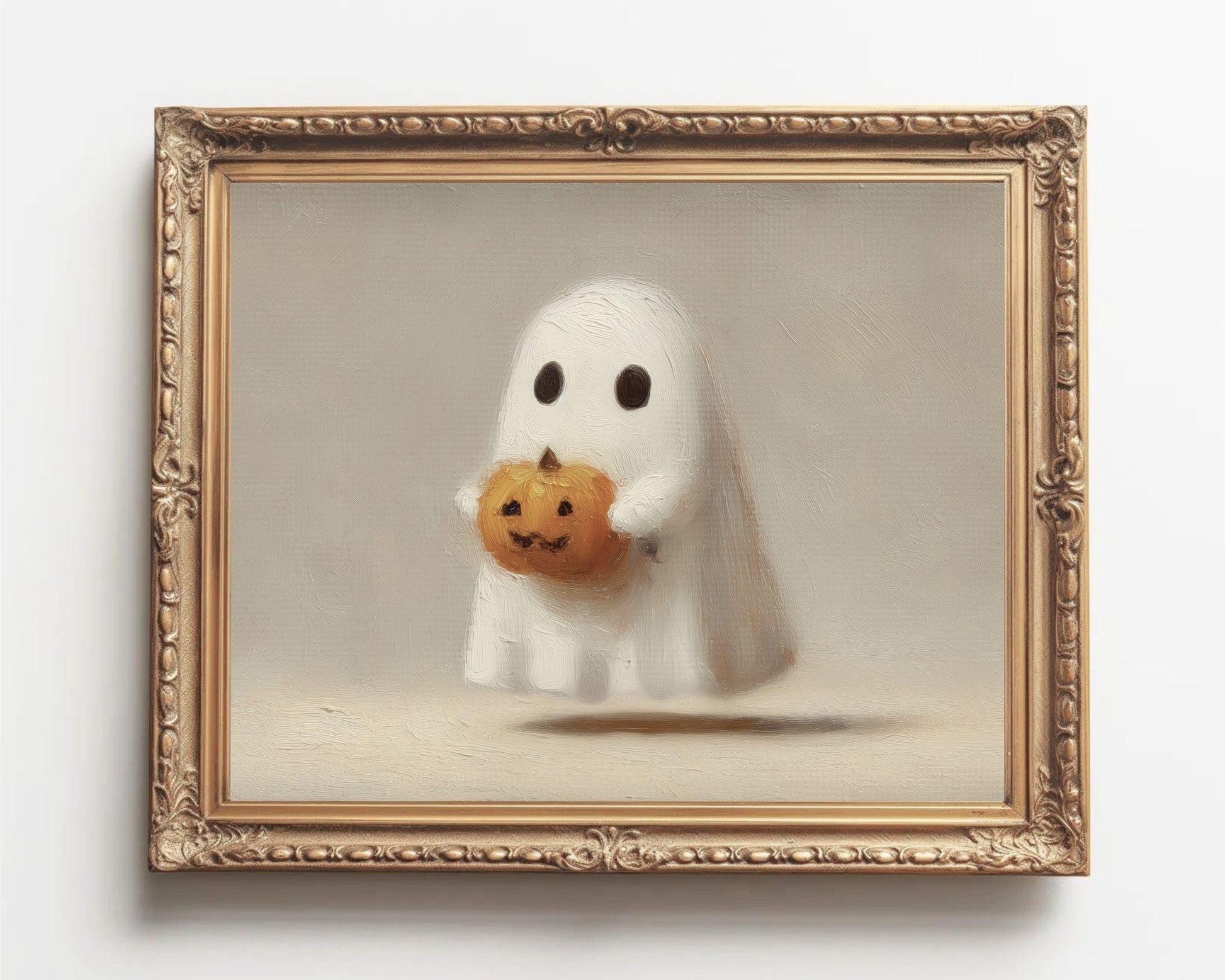 Ghost Holding Pumpkin Halloween Printable Wall Art