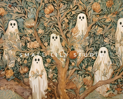Botanical Ghosts Halloween Printable Wall Art