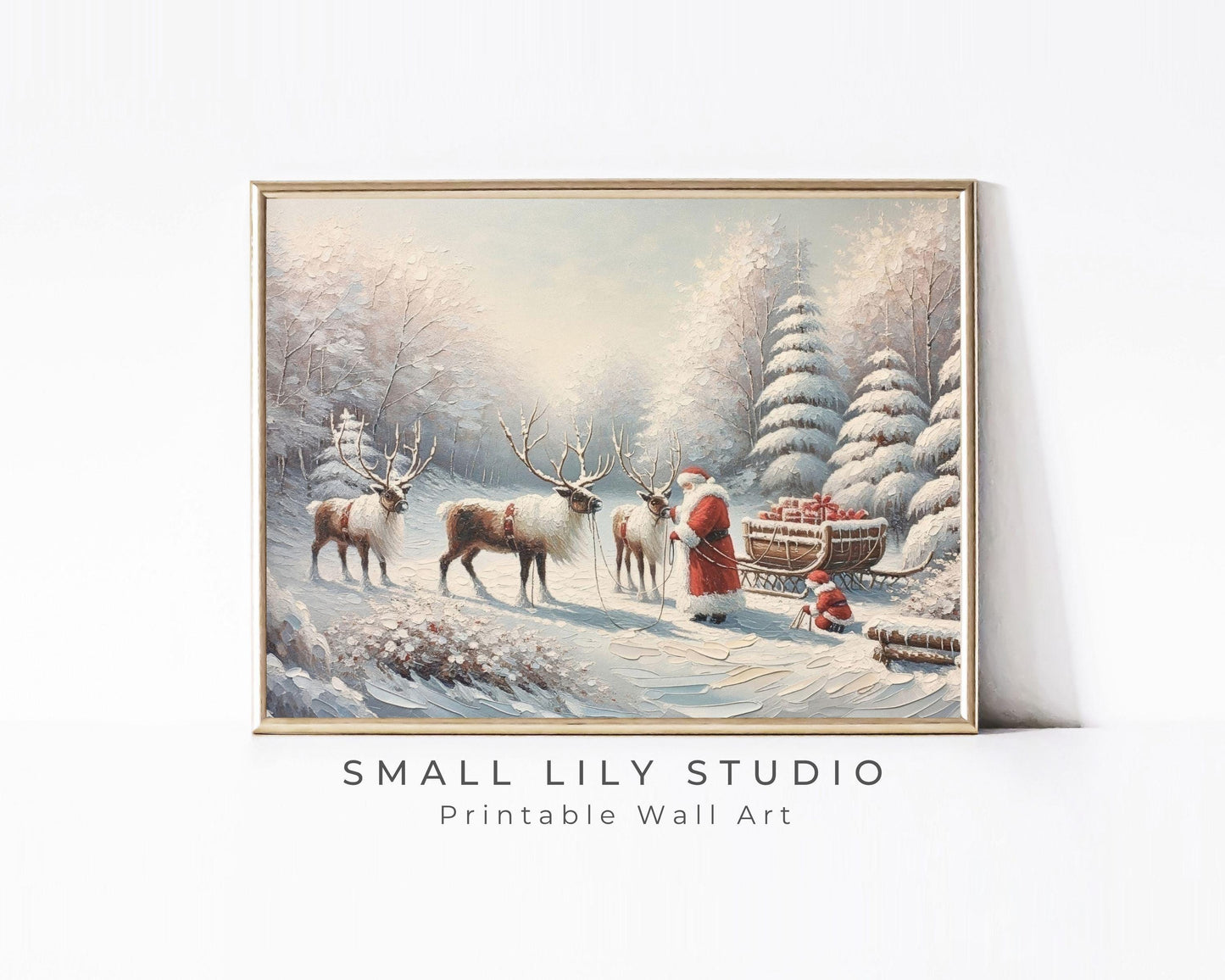 Santa and Reindeer Printable Wall Art
