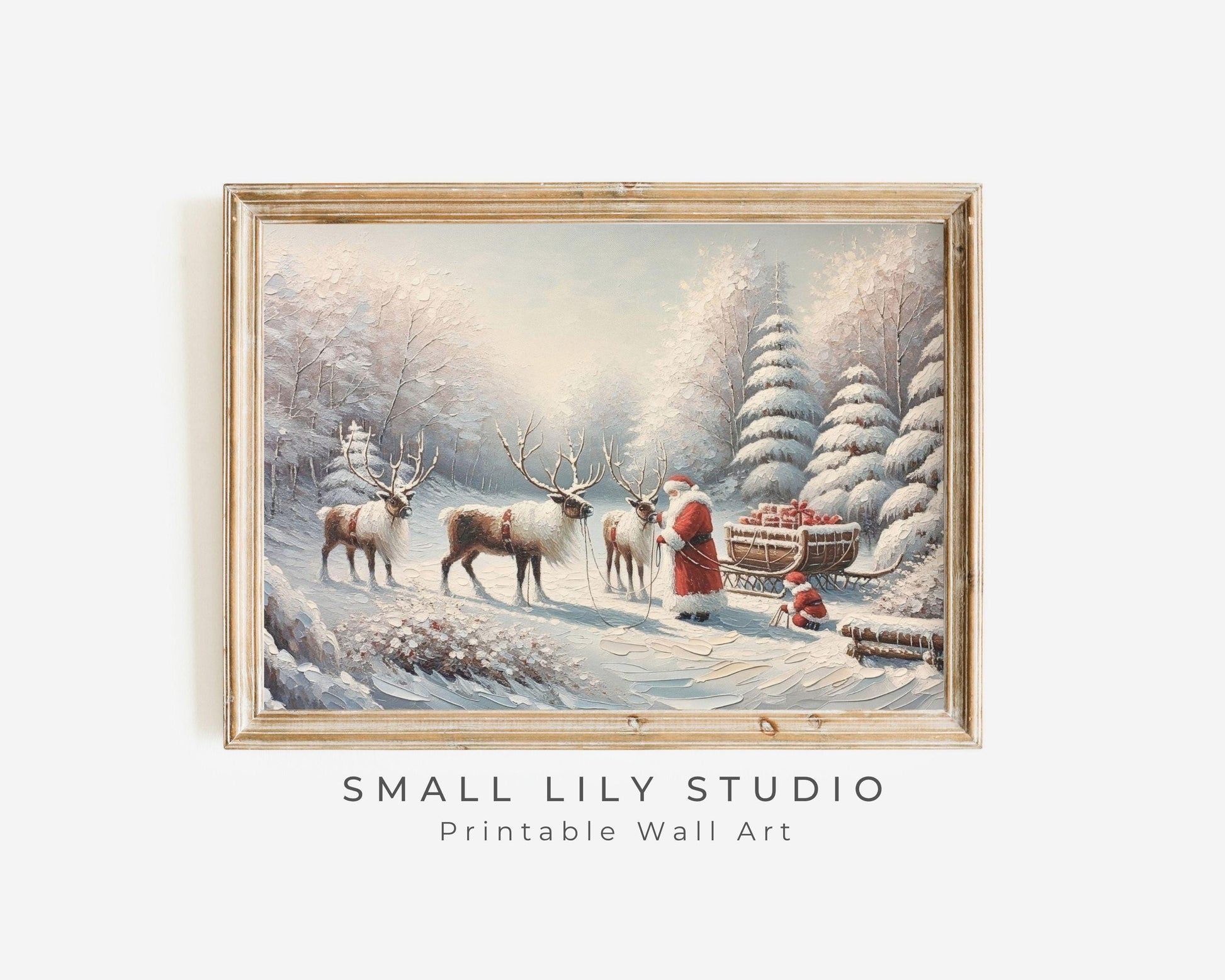 Santa and Reindeer Printable Wall Art