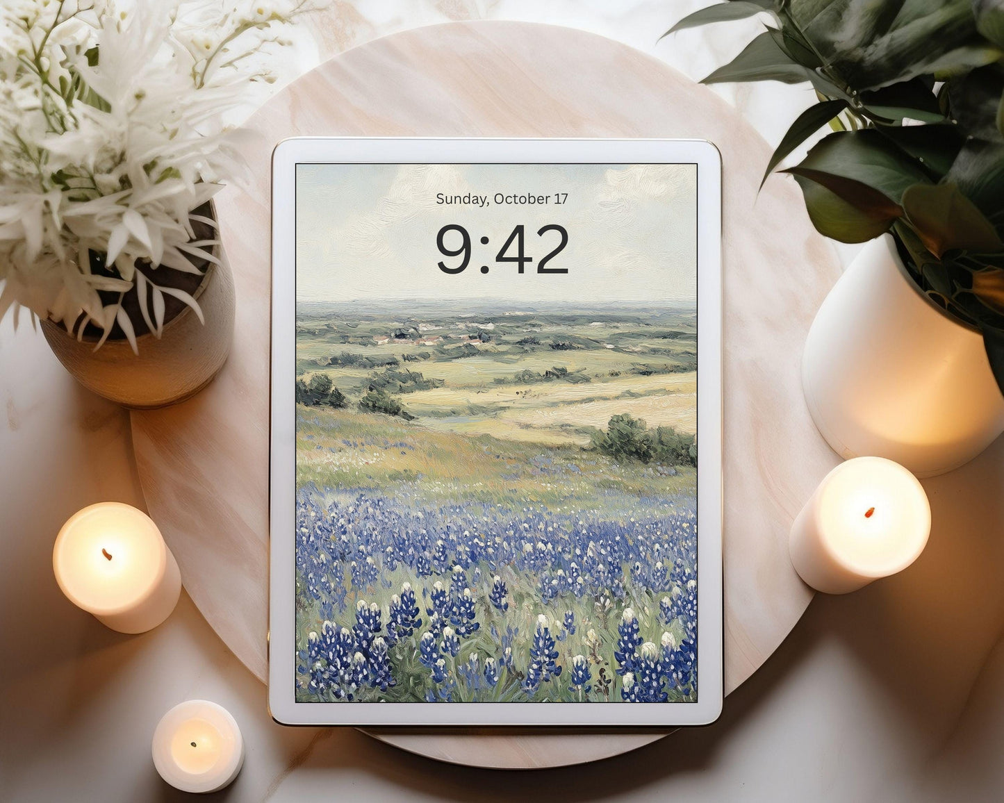 Blue Flower Field Desktop Wallpaper