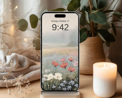 Wildflowers in Fog Desktop Wallpaper