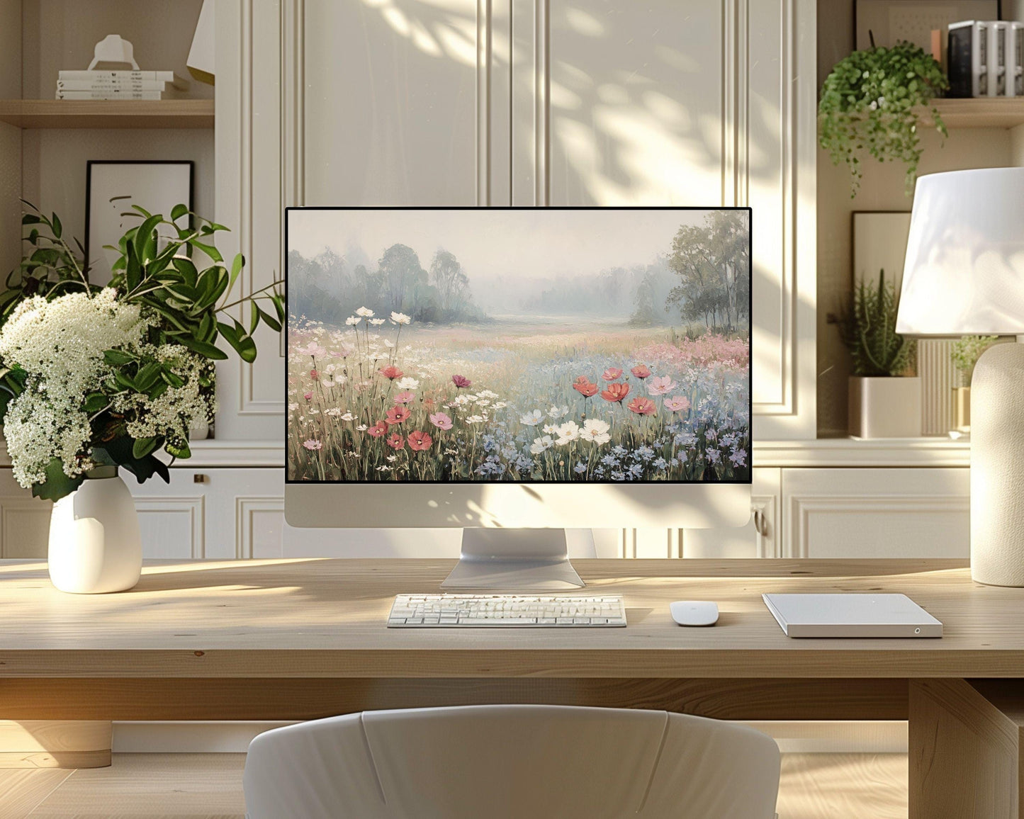 Wildflowers in Fog Desktop Wallpaper