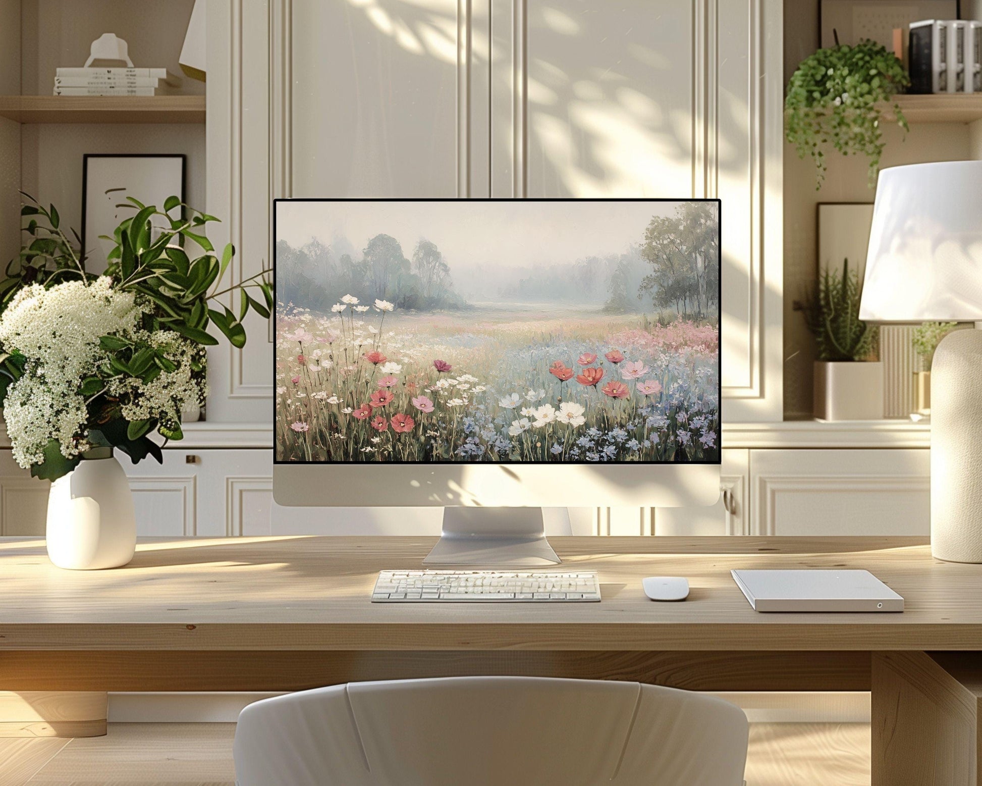 Wildflowers in Fog Desktop Wallpaper