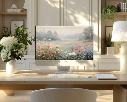 Wildflowers in Fog Desktop Wallpaper