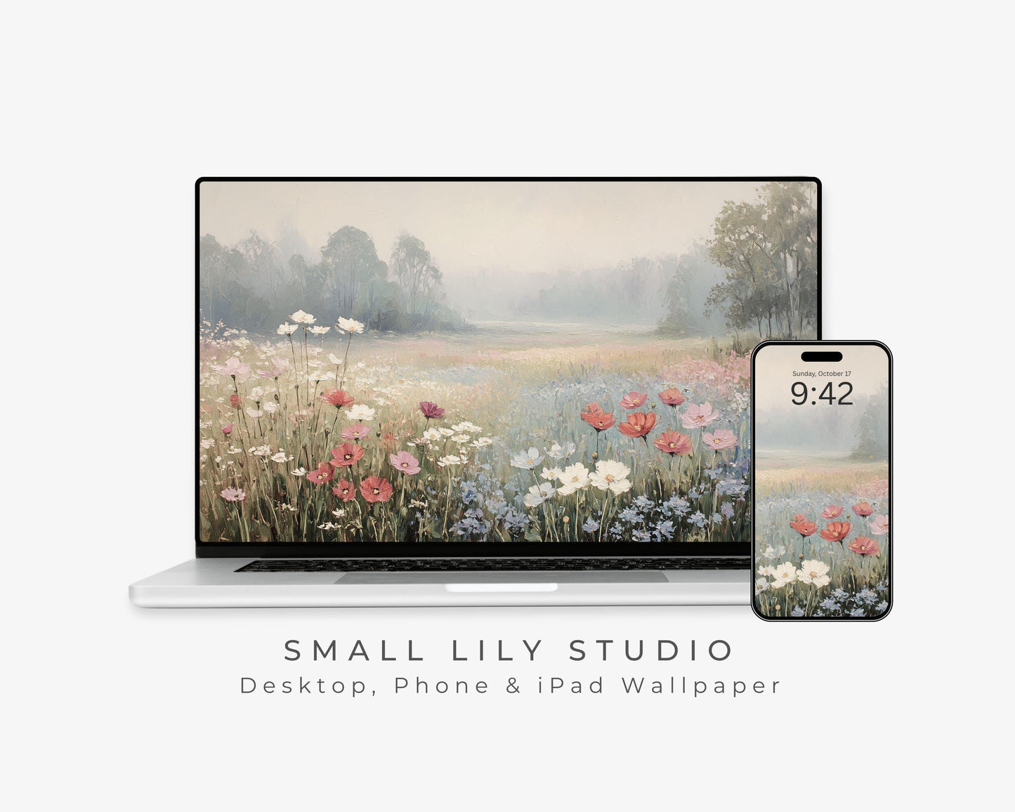 Wildflowers in Fog Desktop Wallpaper