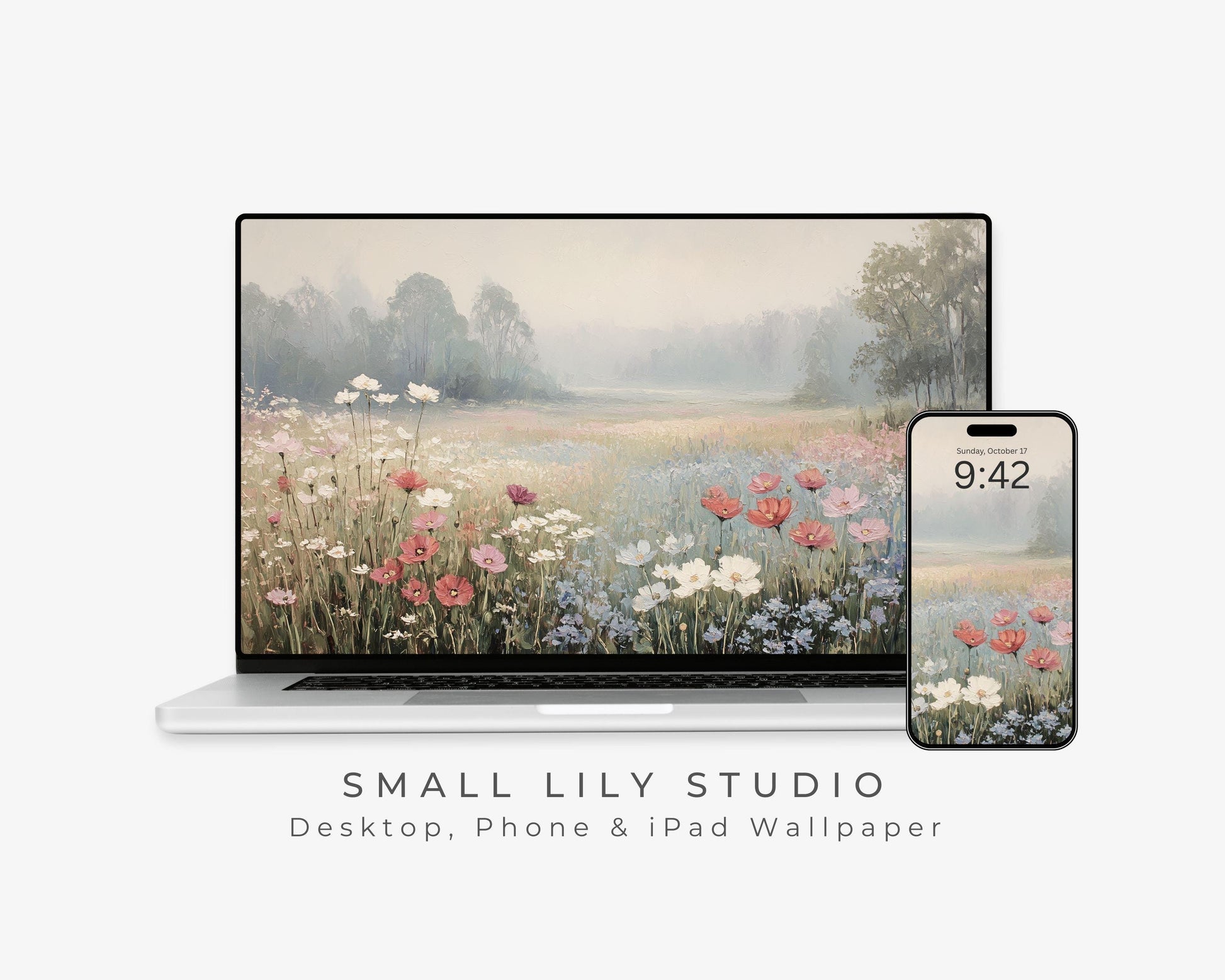 Wildflowers in Fog Desktop Wallpaper