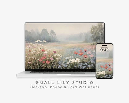 Wildflowers in Fog Desktop Wallpaper