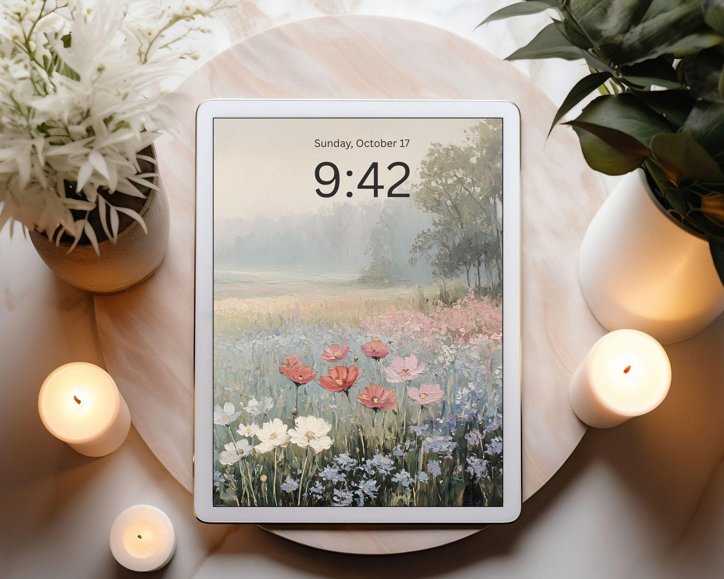 Wildflowers in Fog Desktop Wallpaper