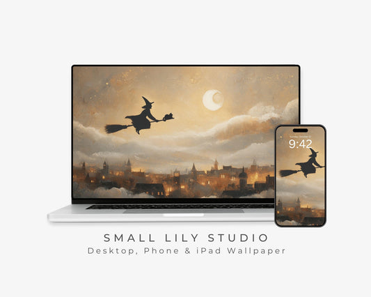 Flying Witch Desktop Wallpaper Set