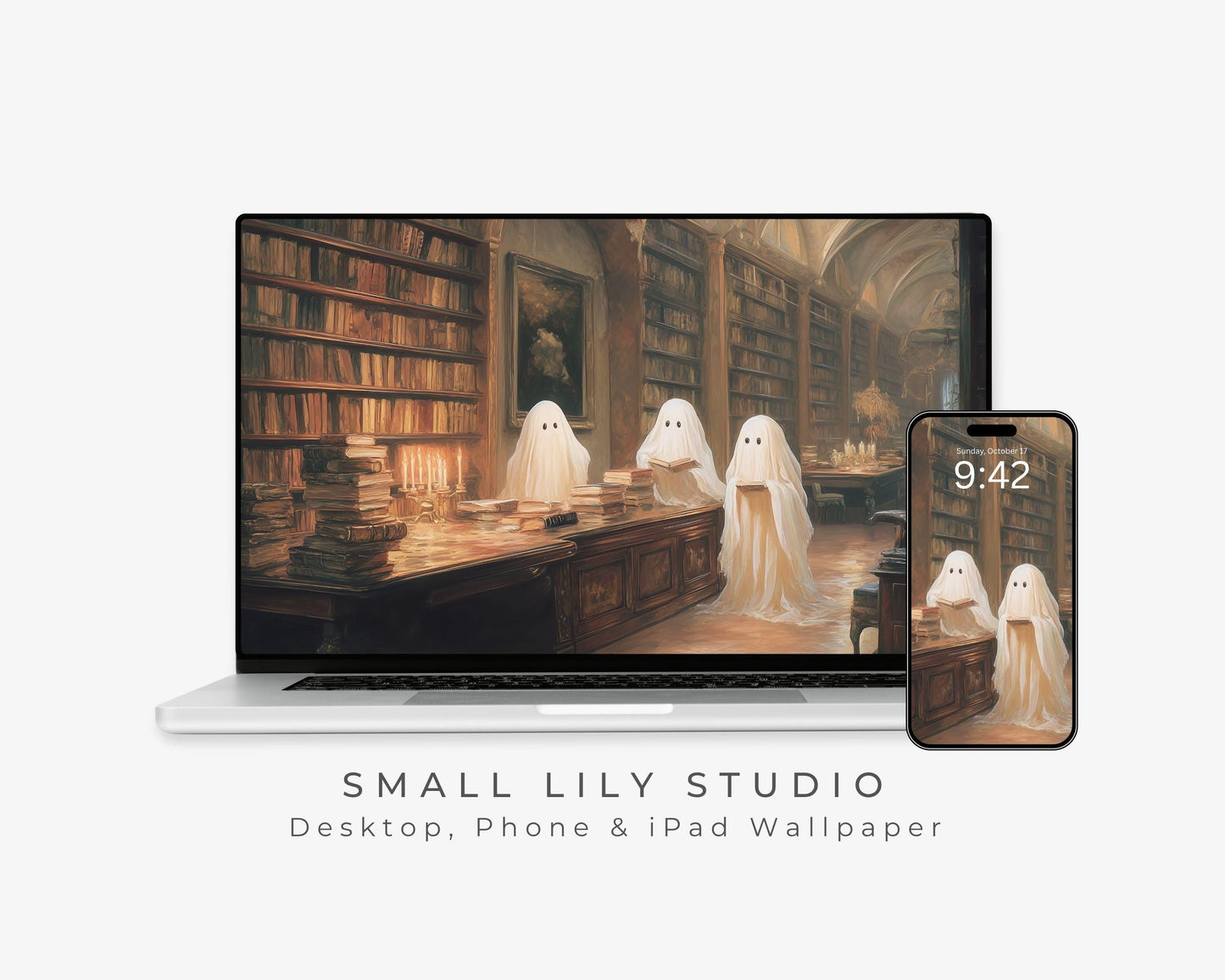 Ghosts in Library Desktop Wallpaper Set