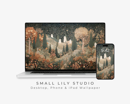 Ghosts in Fall Landscape Desktop Wallpaper Set