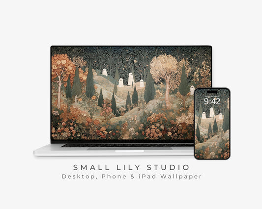 Ghosts in Fall Landscape Desktop Wallpaper Set