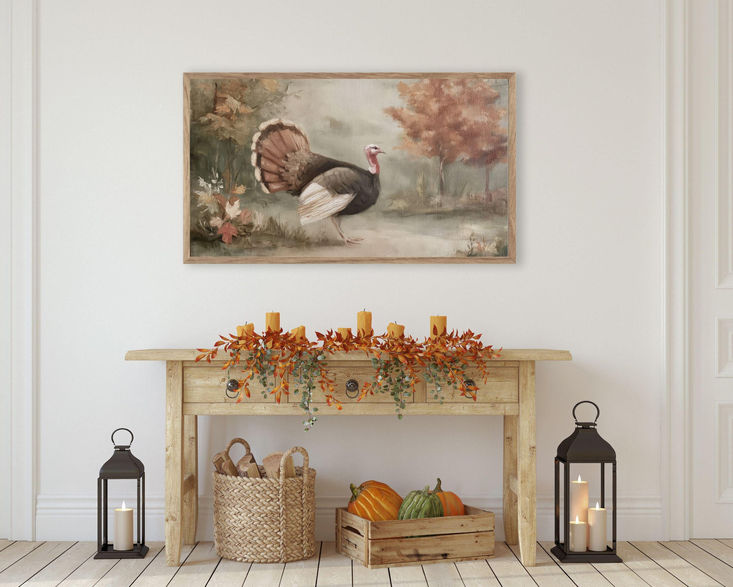 Turkey in Fall Landscape Frame TV Art