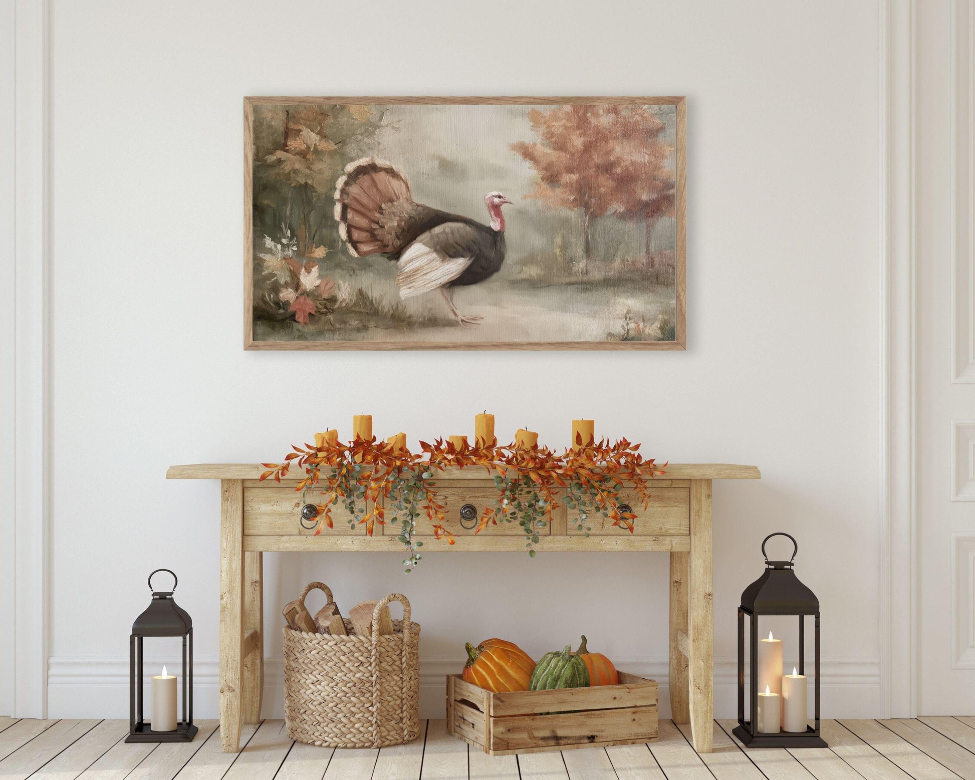 Turkey in Fall Landscape Frame TV Art