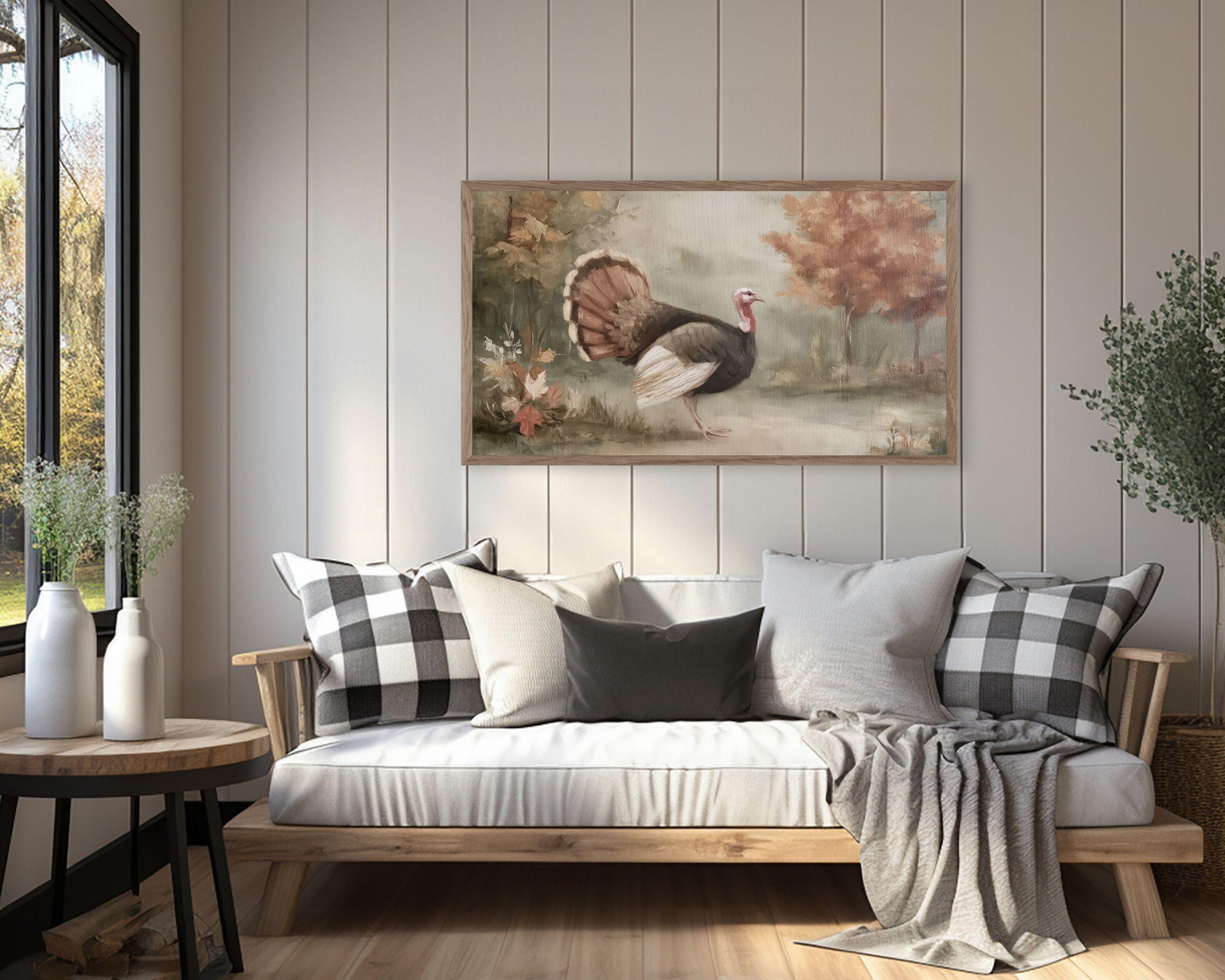 Turkey in Fall Landscape Frame TV Art