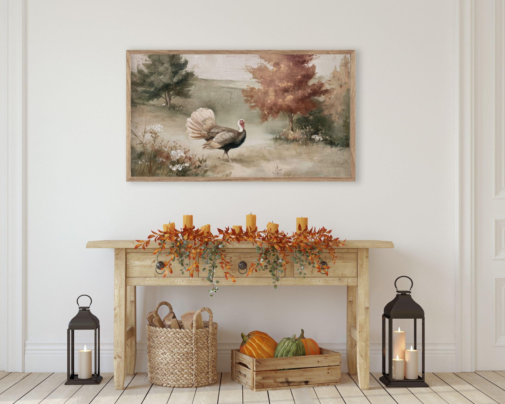 Turkey in Fall Landscape Frame TV Art