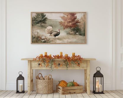 Turkey in Fall Landscape Frame TV Art