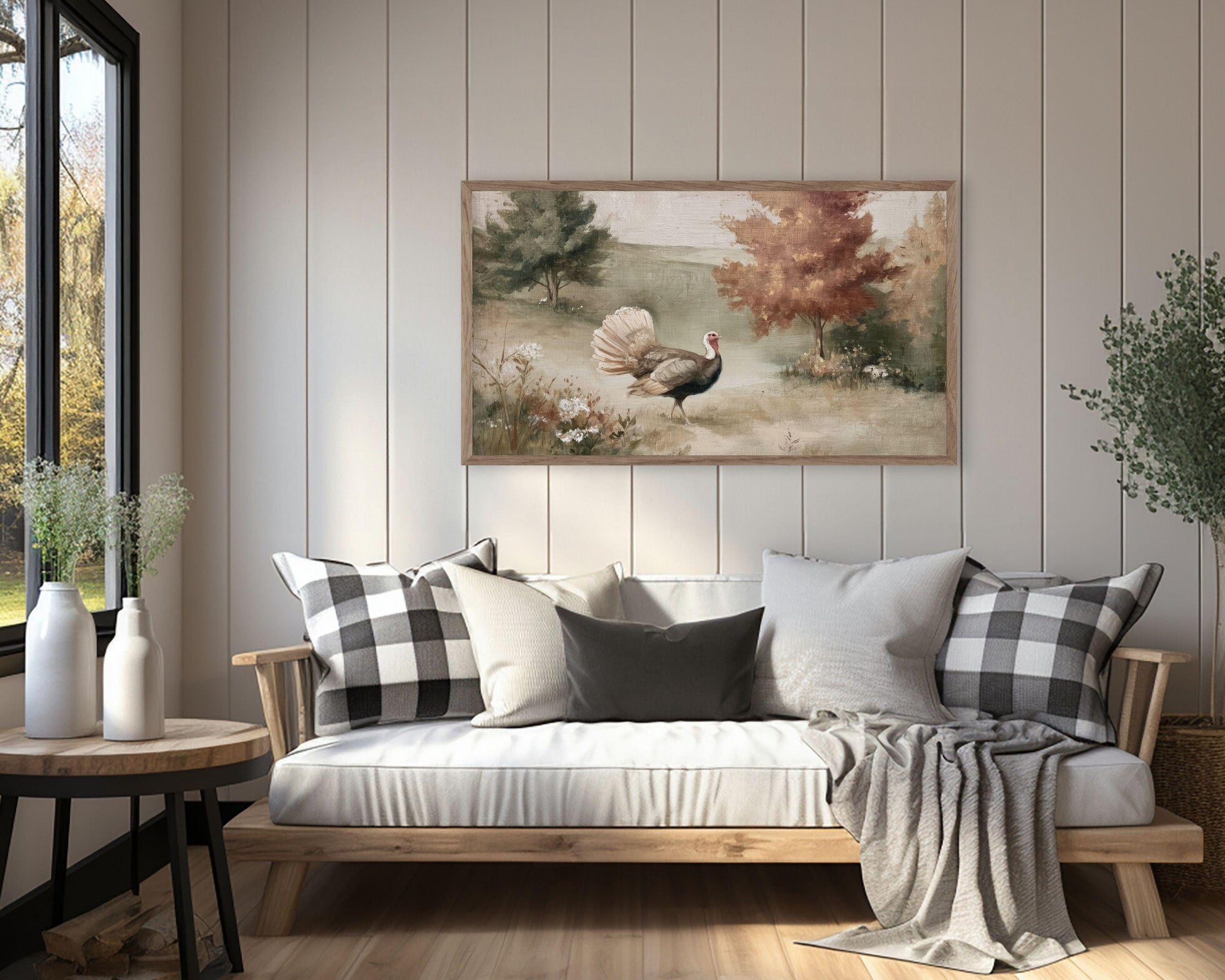 Turkey in Fall Landscape Frame TV Art