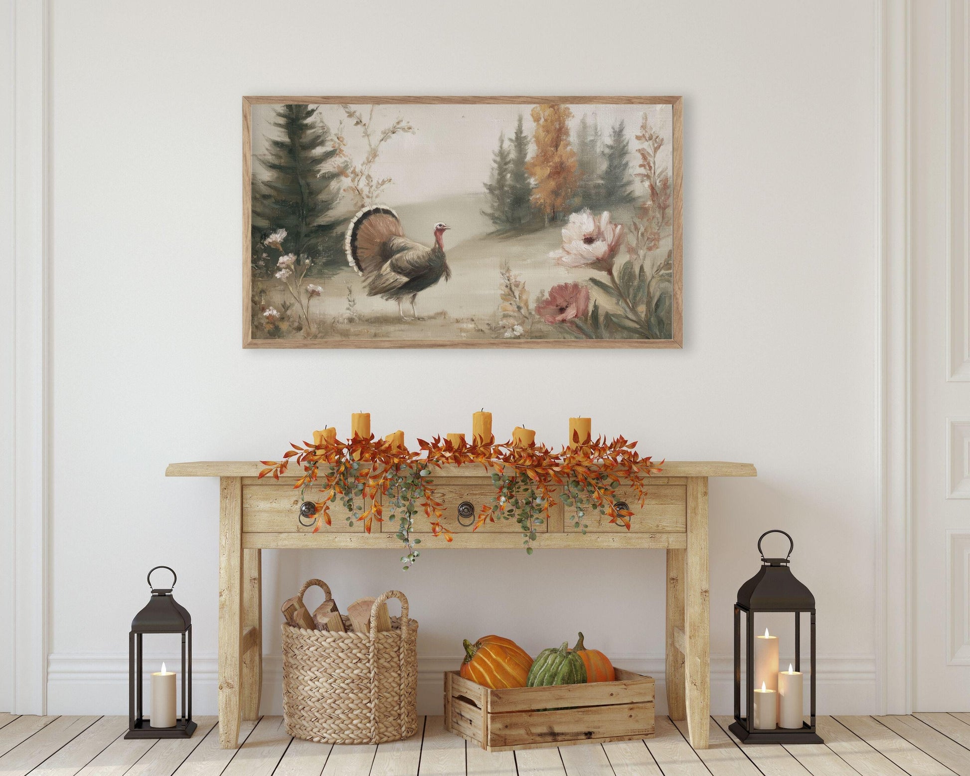 Turkey in Fall Landscape Frame TV Art