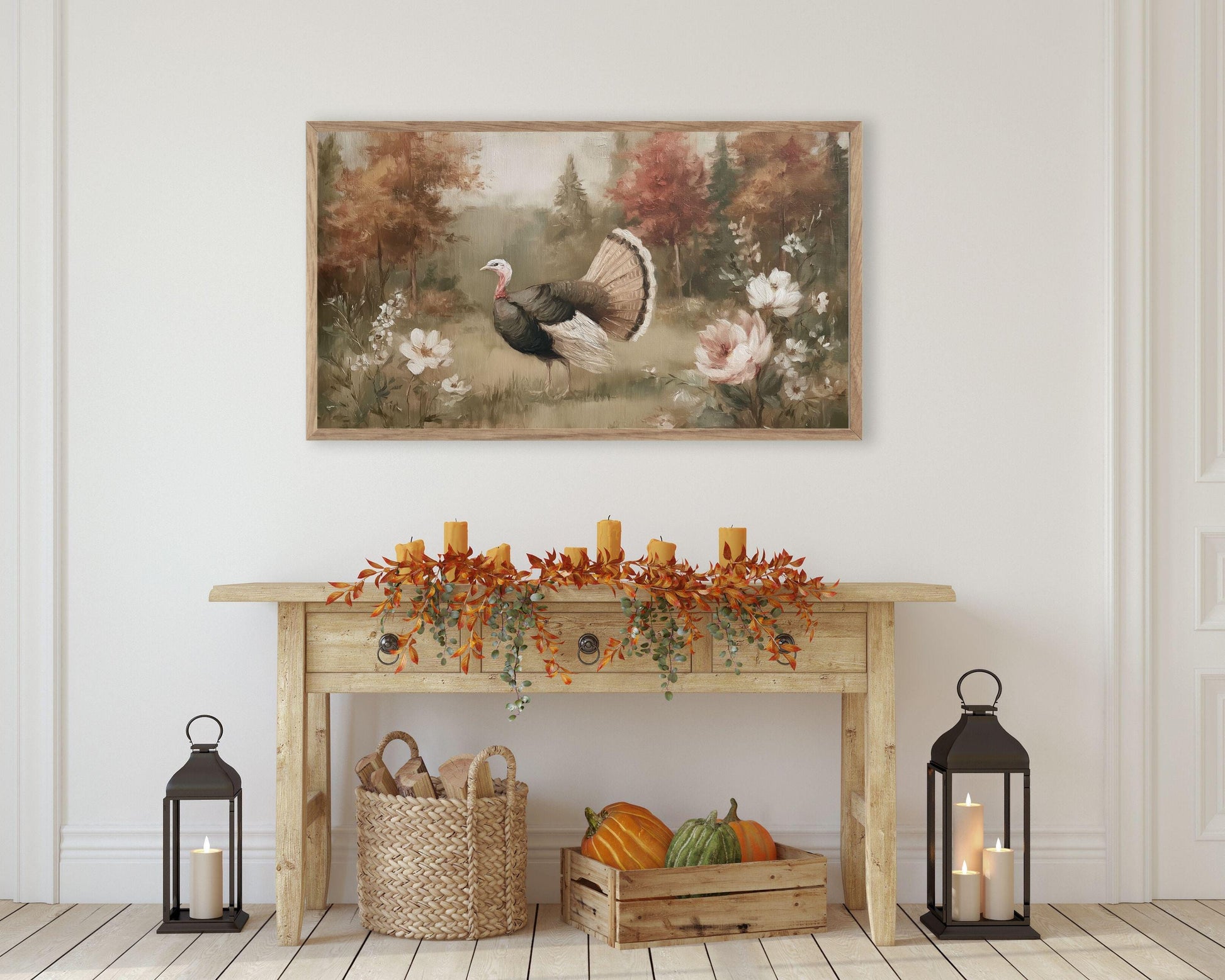 Turkey in Fall Landscape Frame TV Art