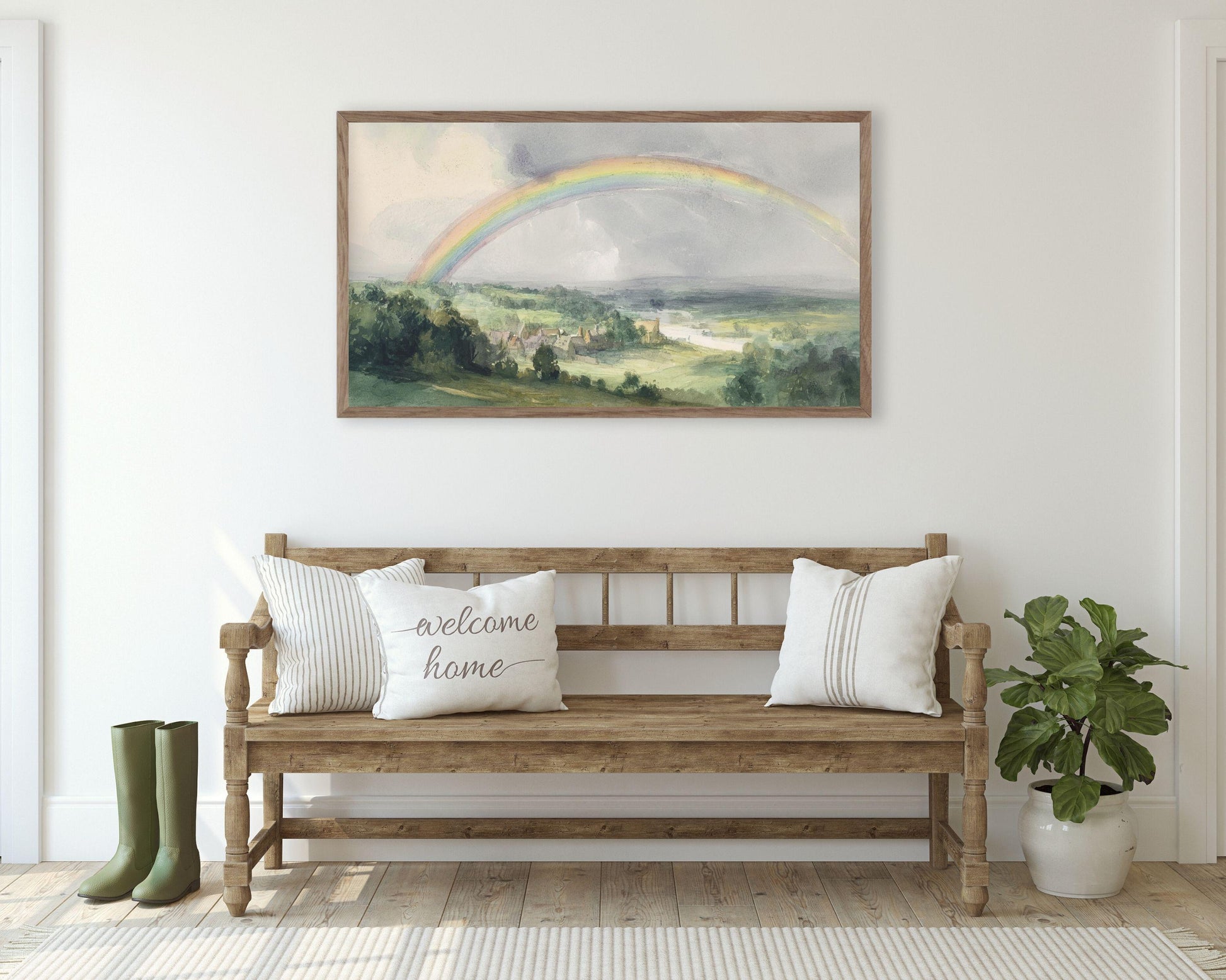 Rainbow Over Landscape Frame TV Art