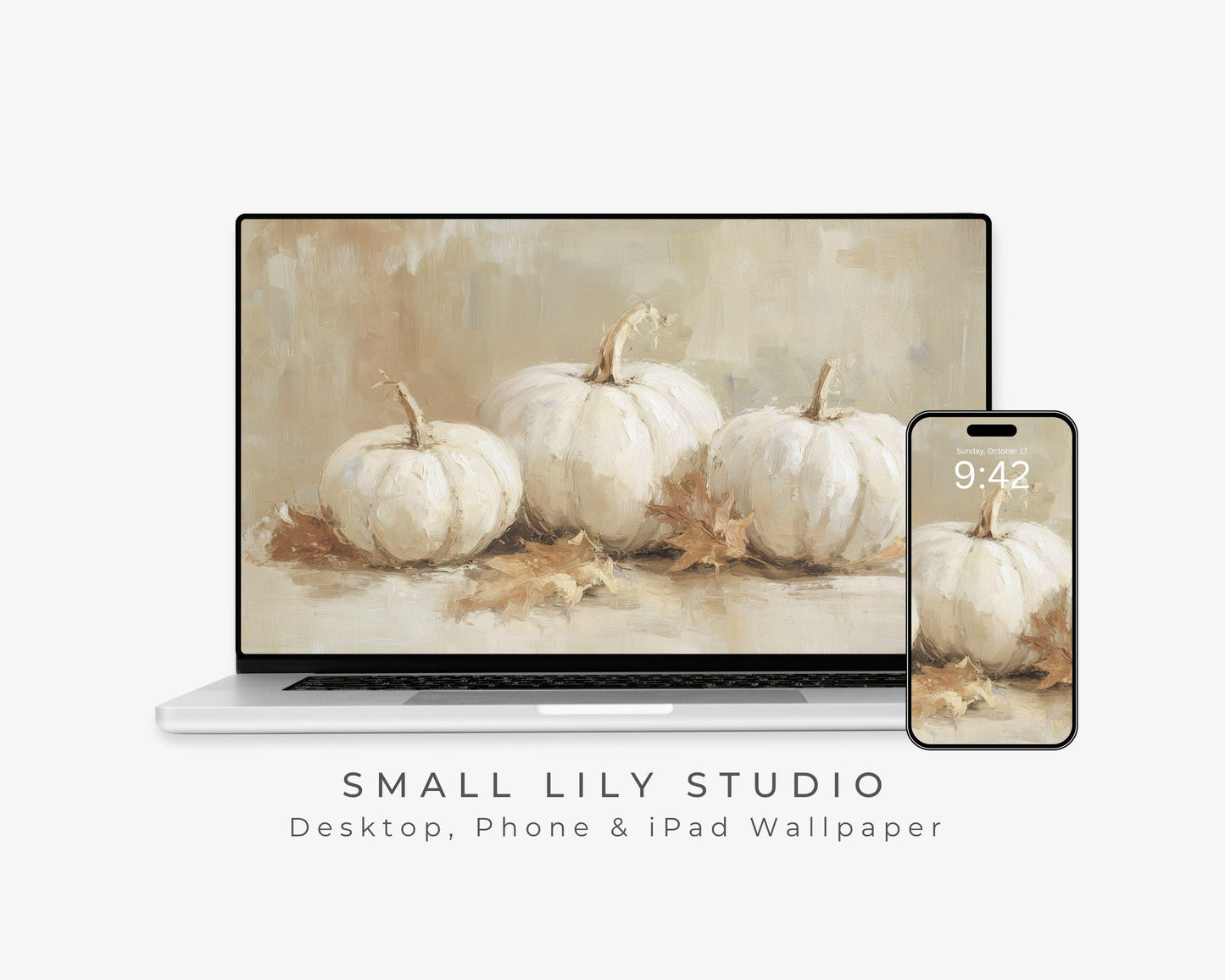 White Pumpkins Desktop Wallpaper Set