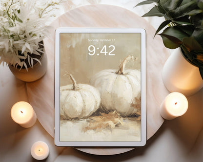 White Pumpkins Desktop Wallpaper Set