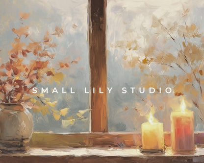 Cozy Fall Window Desktop Wallpaper Set