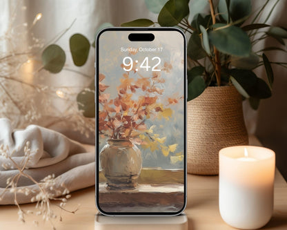 Cozy Fall Window Phone Wallpaper