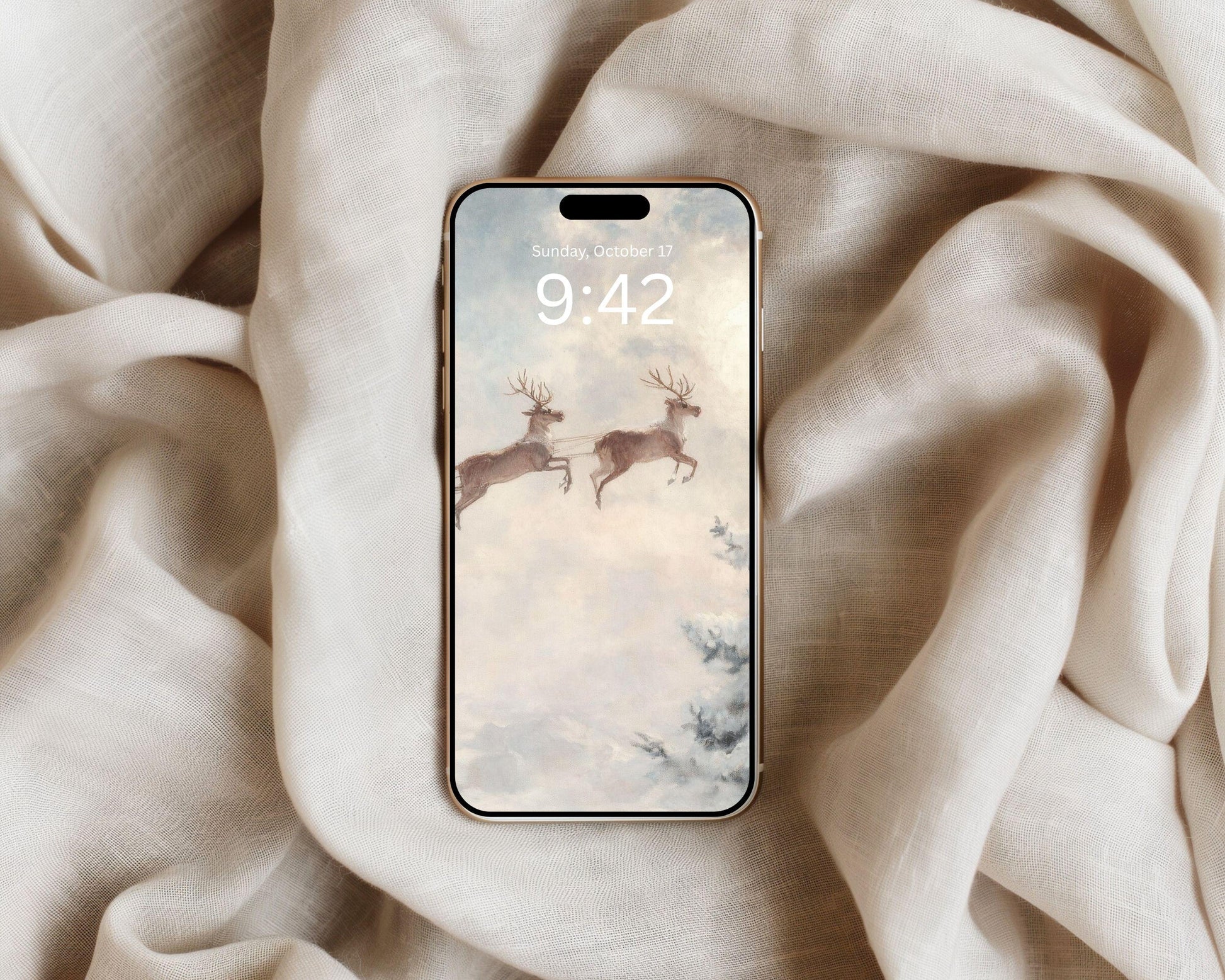 Cute Christmas Reindeer Phone Wallpaper