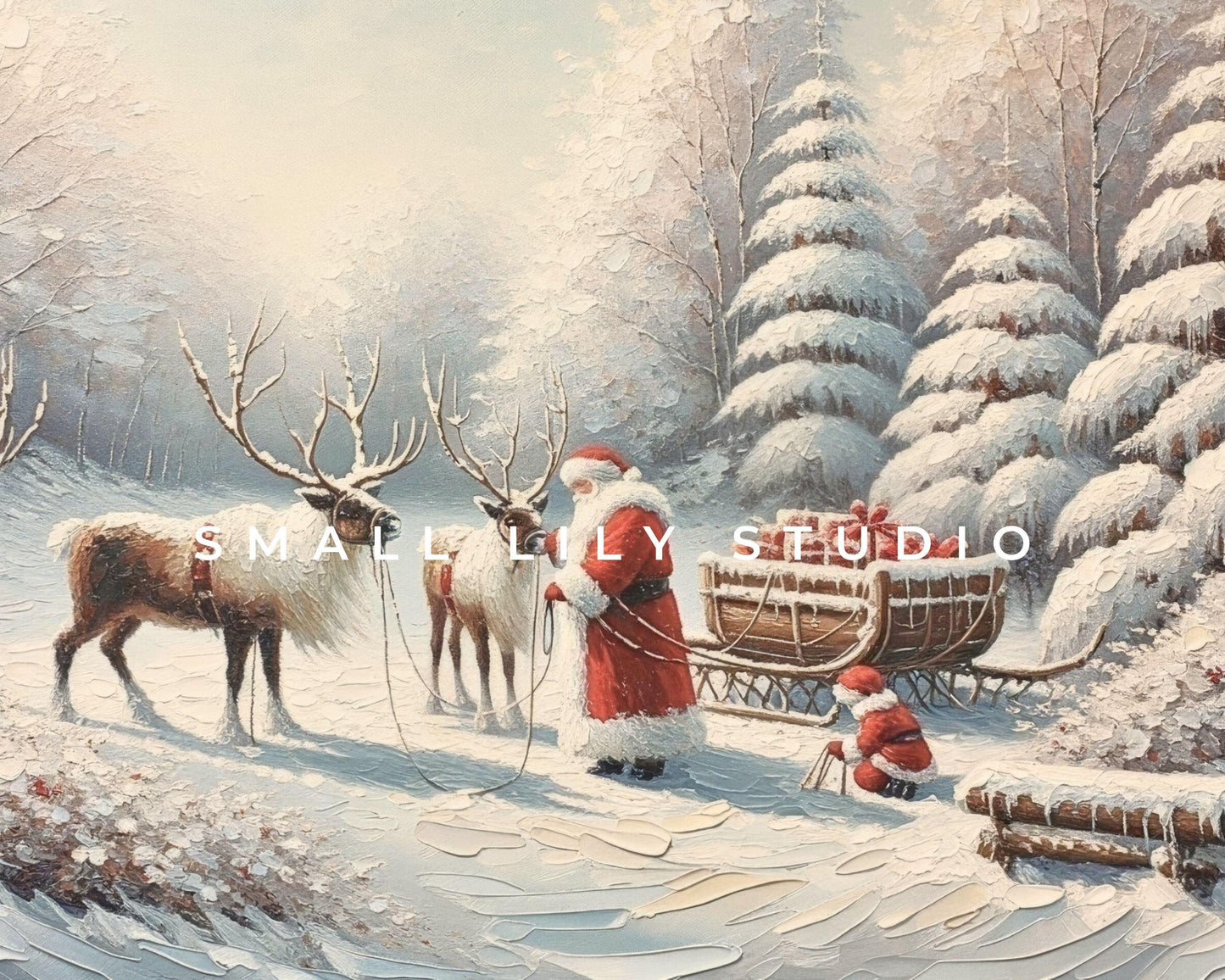 Santa in Winter Landscape Desktop Wallpaper Set