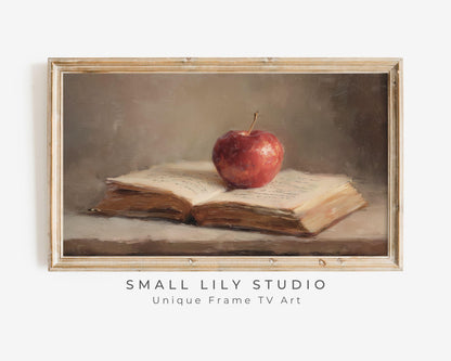 Back to School Apple on Book Frame TV Art