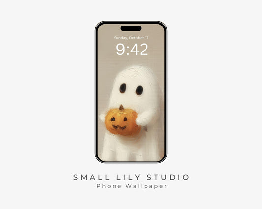 Cute Ghost Halloween Phone Wallpaper