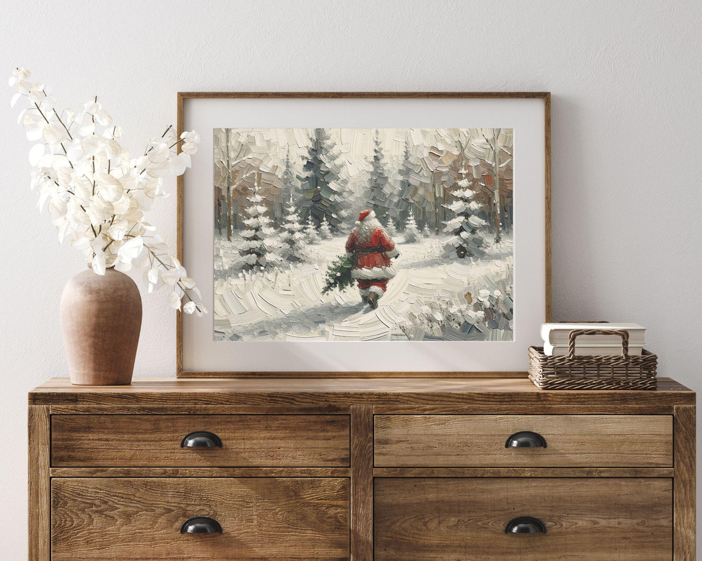 Santa Walking in Snow Printable Wall Art