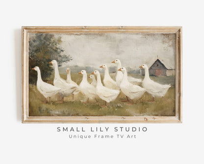 White Geese Frame TV Art