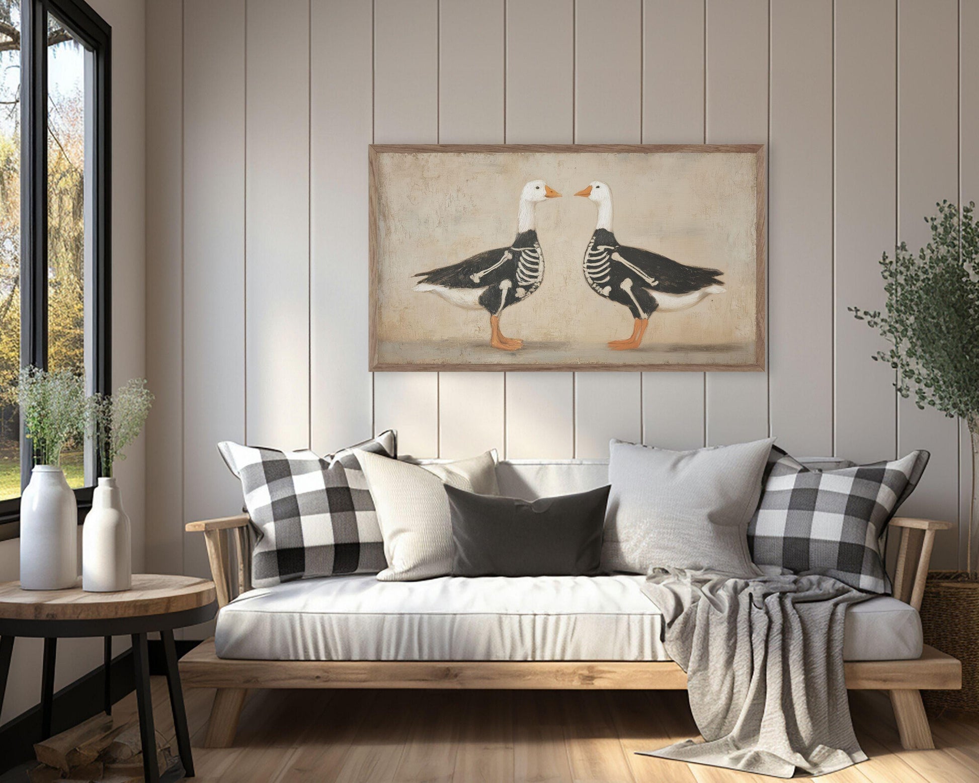 Silly Halloween Goose Skeletons Frame TV Art
