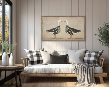 Silly Halloween Goose Skeletons Frame TV Art