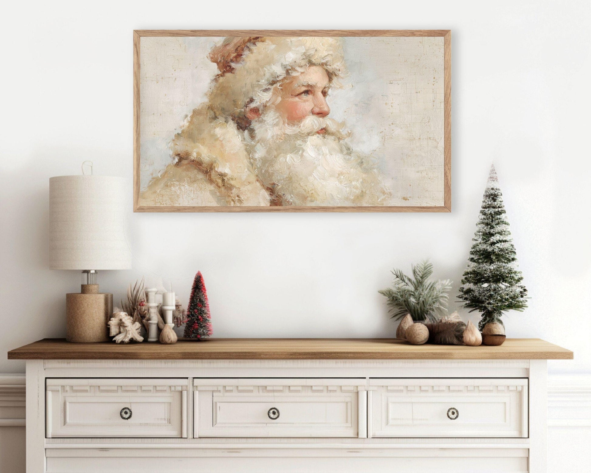 Neutral Santa Portrait Frame TV Art