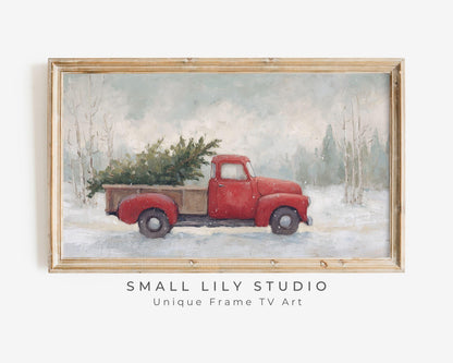 Truck with Christmas Tree Frame TV Art