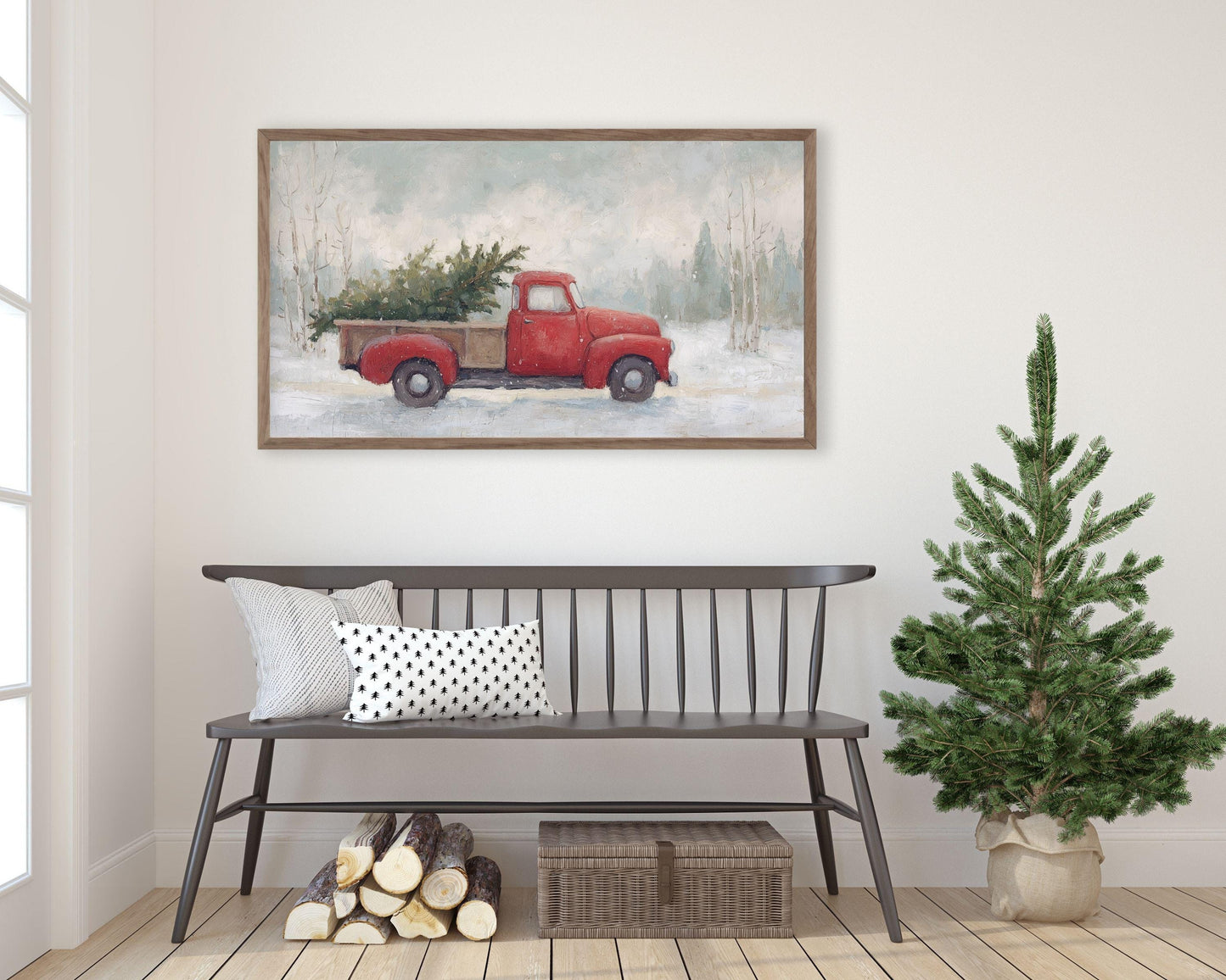 Truck with Christmas Tree Frame TV Art