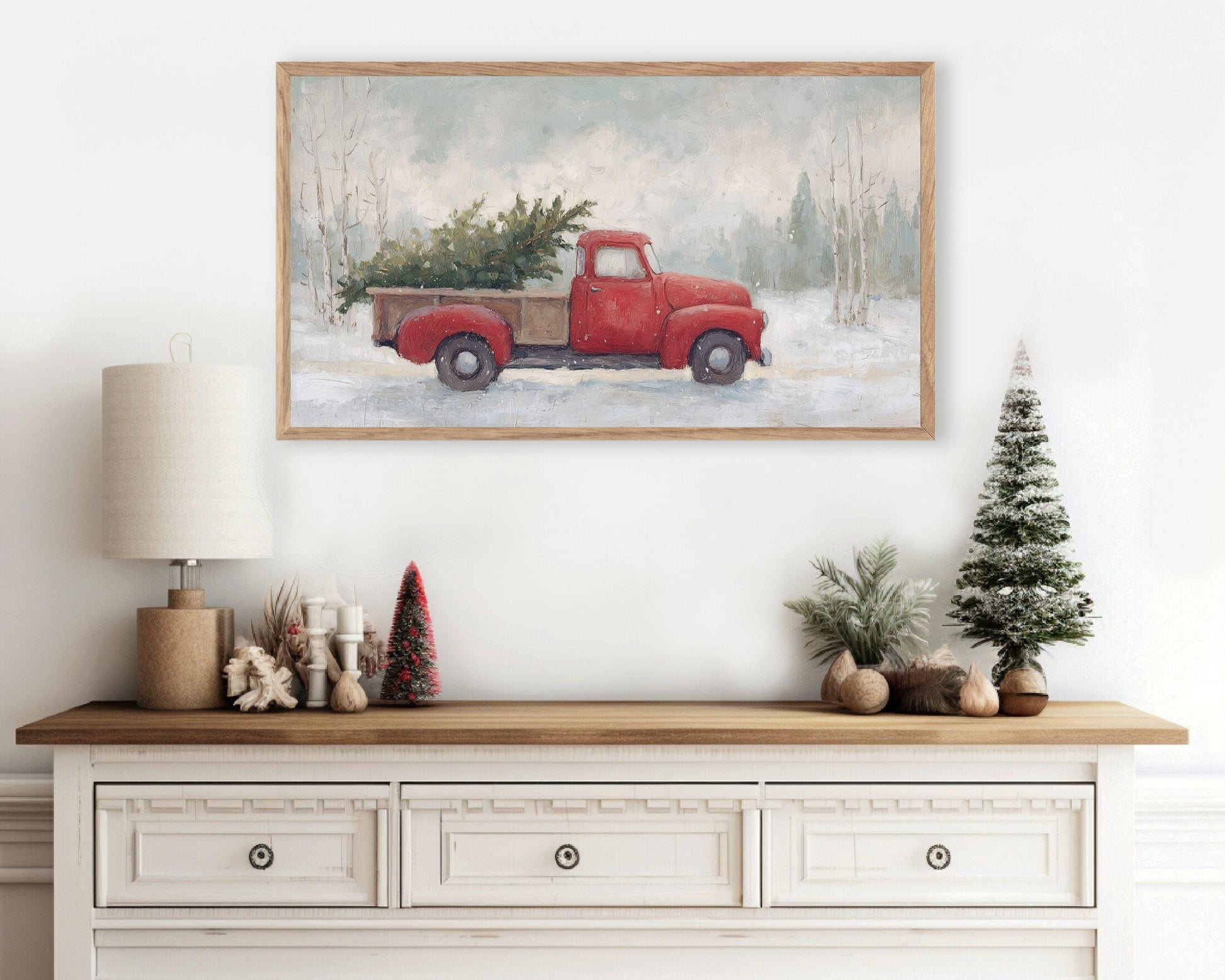 Truck with Christmas Tree Frame TV Art