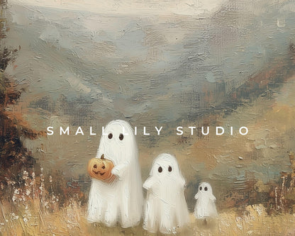 Ghost Family in Country Landscape Printable Wall Art