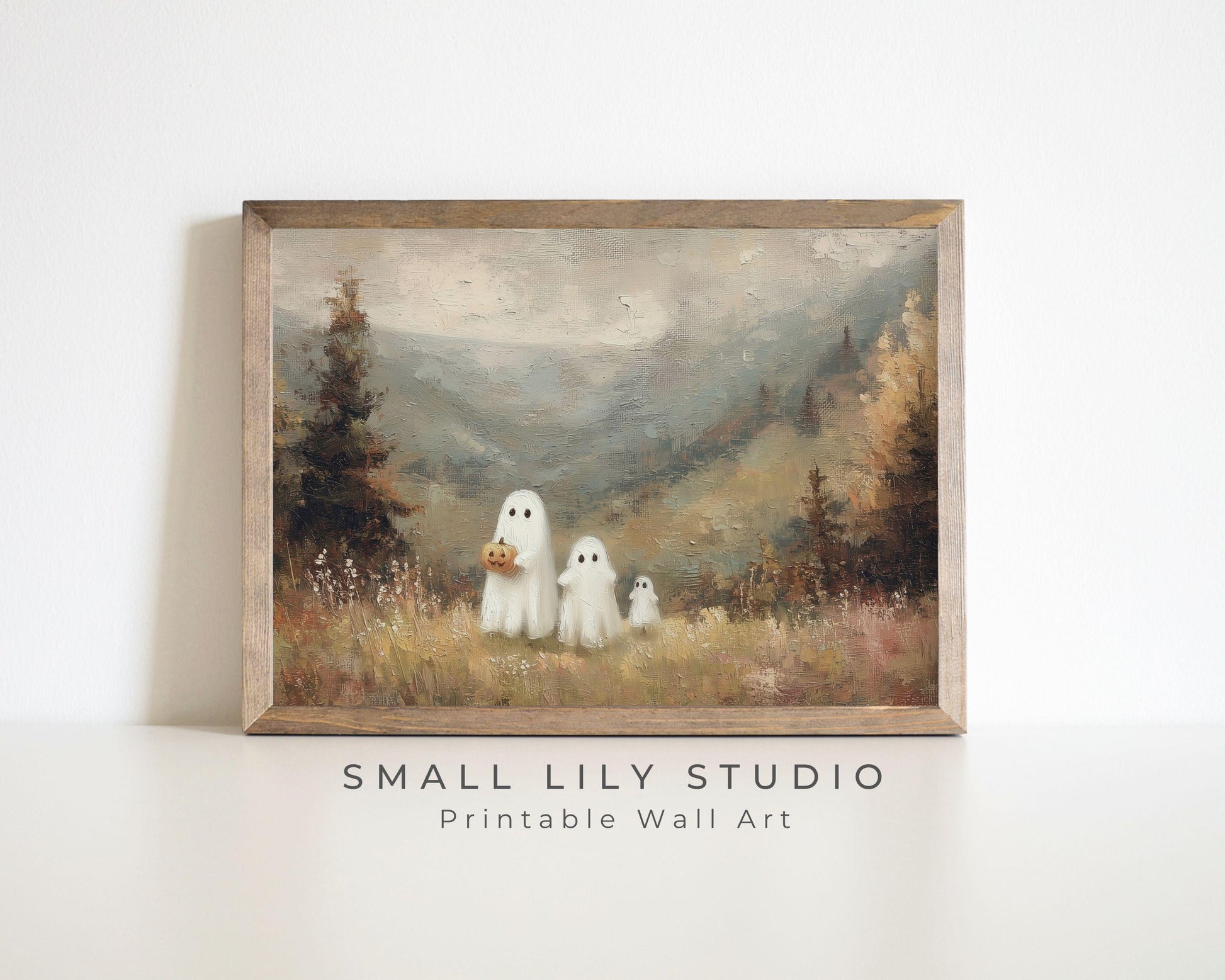 Ghost Family in Country Landscape Printable Wall Art