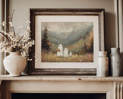 Ghost Family in Country Landscape Printable Wall Art