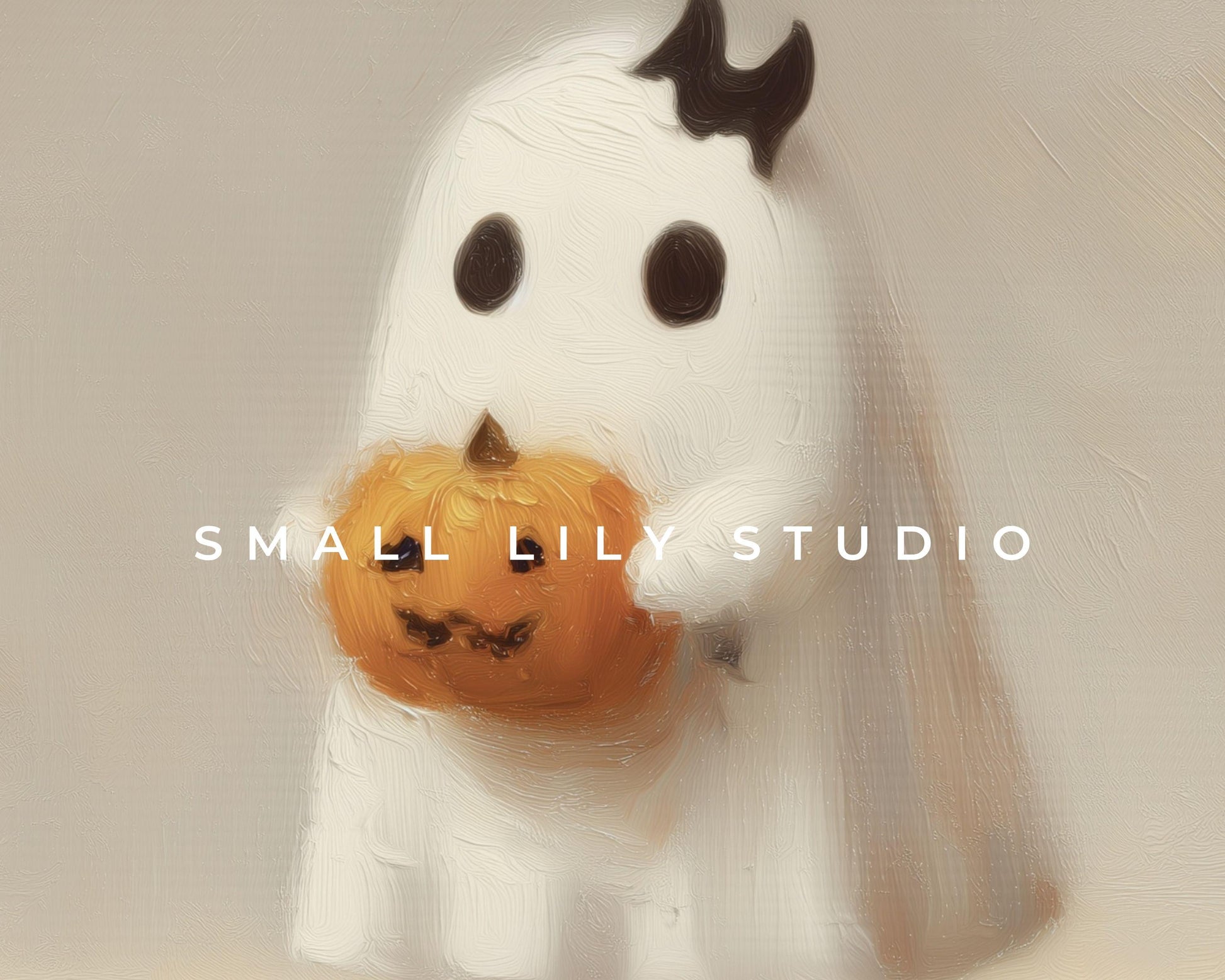 Ghost With Bat Bow Printable Wall Art