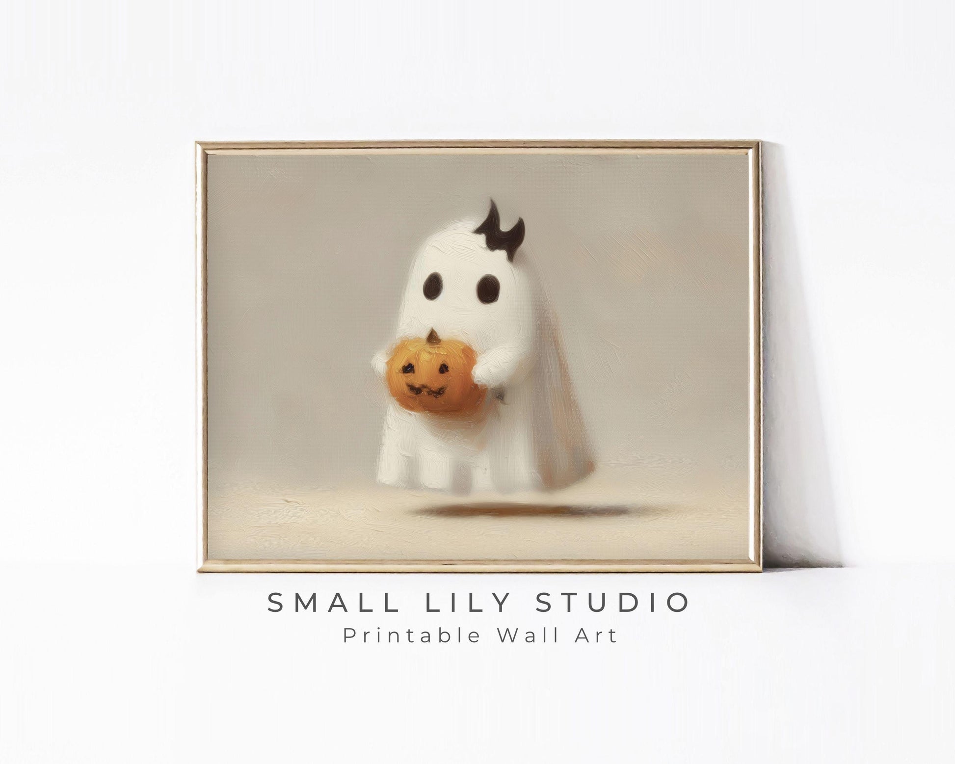 Ghost With Bat Bow Printable Wall Art