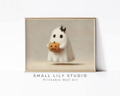 Ghost With Bat Bow Printable Wall Art