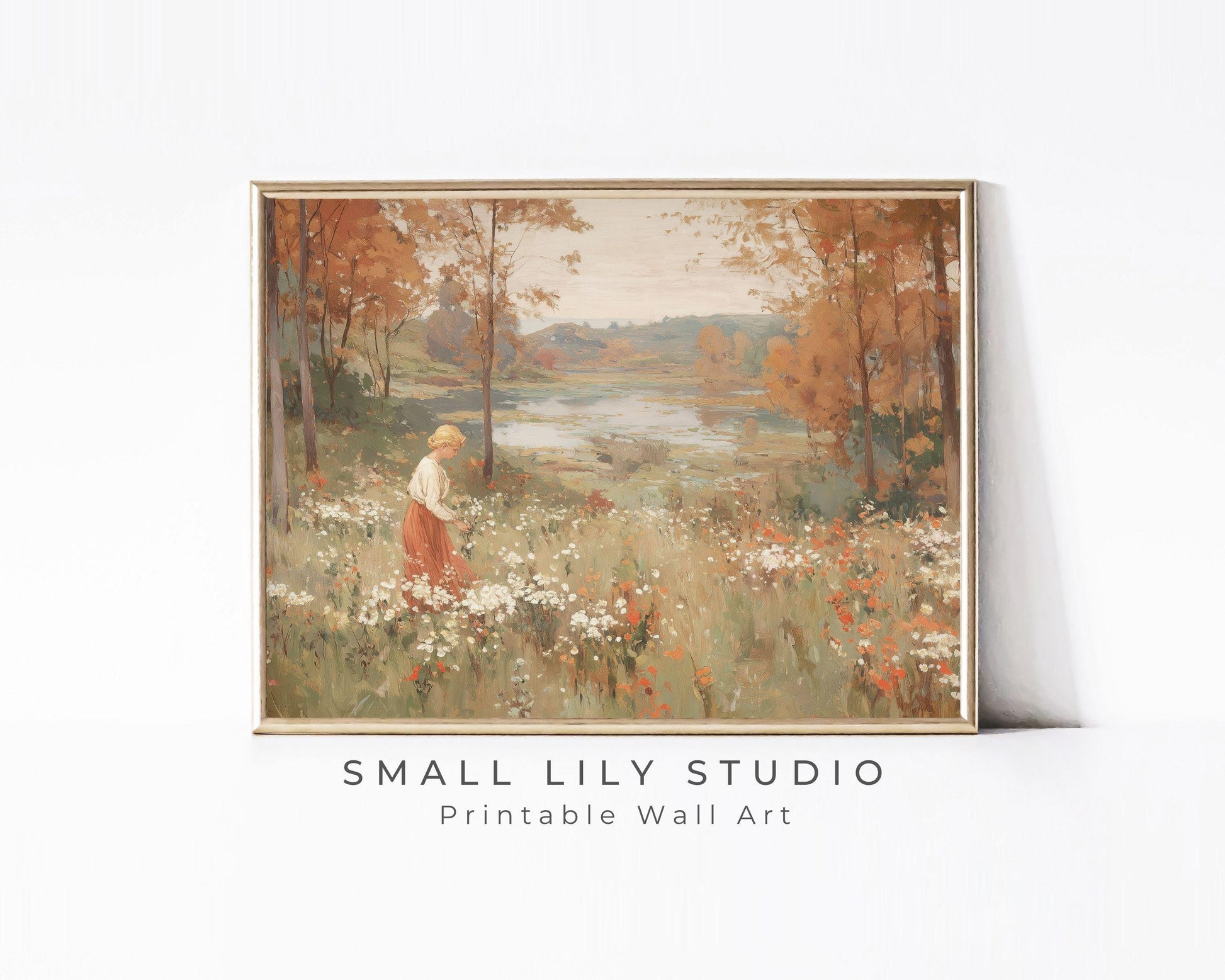 Woman in Fall Landscape Printable Wall Art