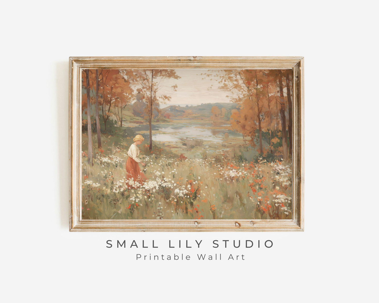 Woman in Fall Landscape Printable Wall Art